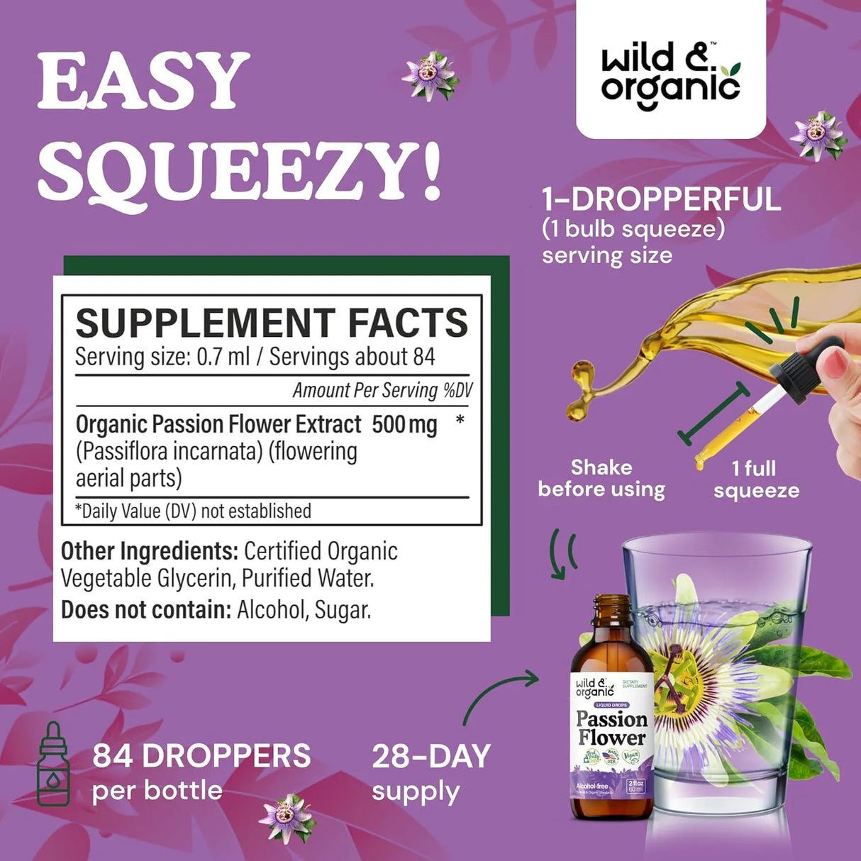WILD & ORGANIC - Wild & Organic Passionflower Tincture 2 Fl.Oz. - The Red Vitamin MX - Suplementos Alimenticios - {{ shop.shopifyCountryName }}