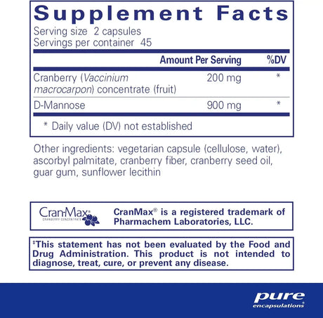 PURE ENCAPSULATIONS - Pure Encapsulations Cranberry D-Mannose 90 Capsulas - The Red Vitamin MX - Suplementos Alimenticios - {{ shop.shopifyCountryName }}