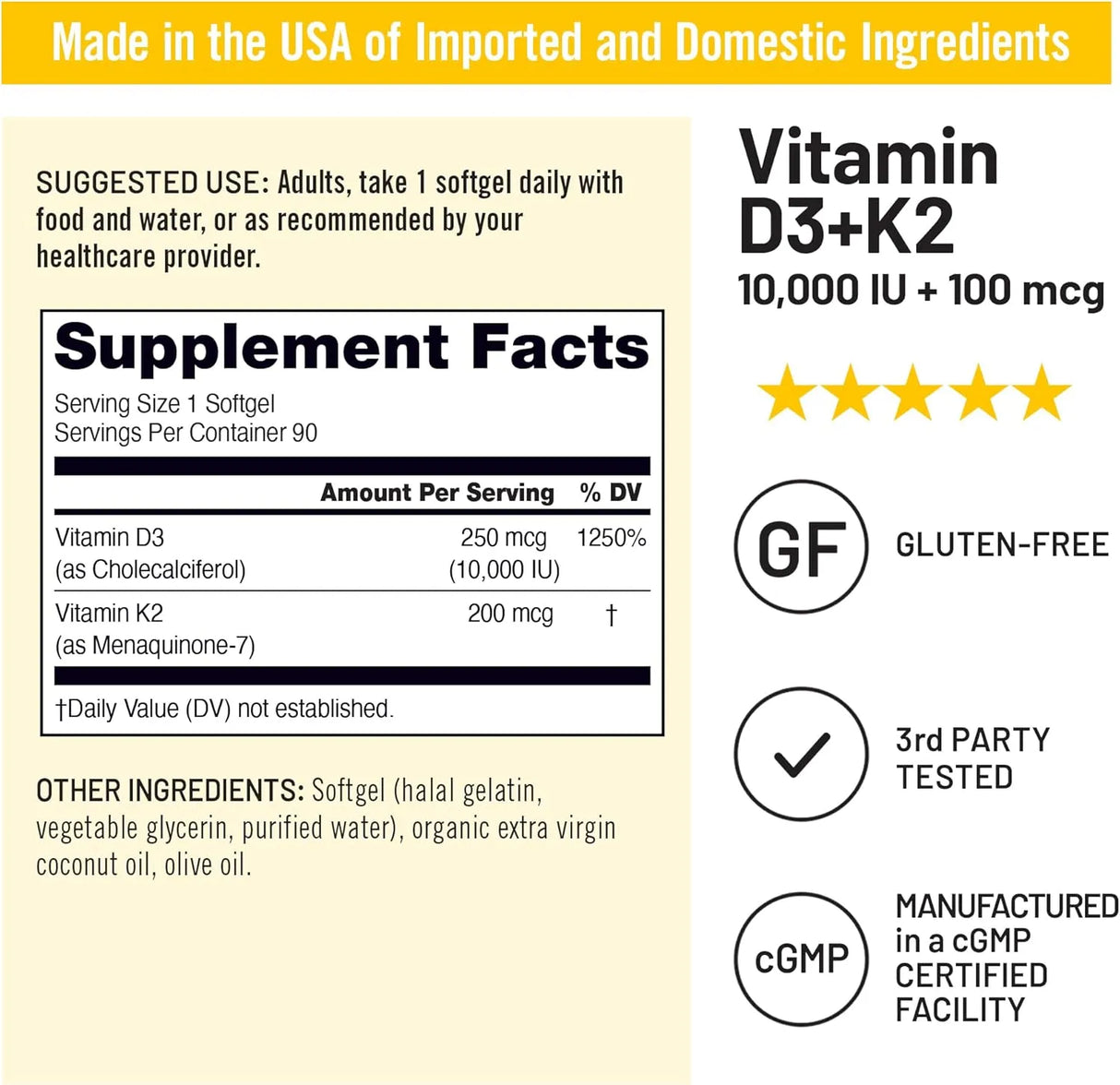 NATUREWISE - NatureWise Vitamin D3 10,000 IU Plus K2 90 Capsulas Blandas - The Red Vitamin MX - Suplementos Alimenticios - {{ shop.shopifyCountryName }}