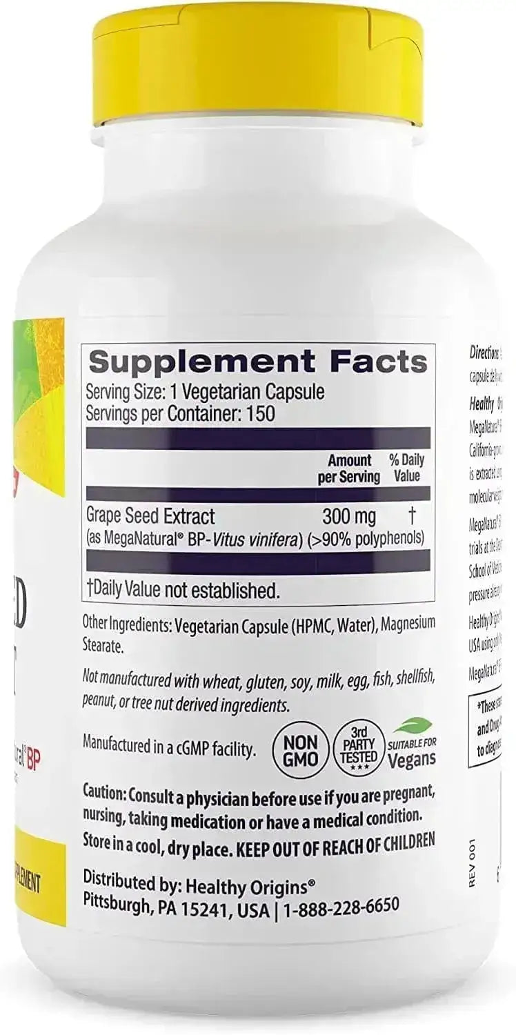 HEALTHY ORIGINS - Healthy Origins MegaNatural BP-Grape Seed Extract 300Mg. 150 Capsulas - The Red Vitamin MX - Suplementos Alimenticios - {{ shop.shopifyCountryName }}