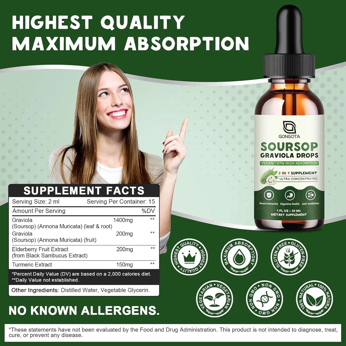 GONGOTA - GONGOTA Soursop Graviola Liquid Drops 1 Fl.Oz. - The Red Vitamin MX - Suplementos Alimenticios - {{ shop.shopifyCountryName }}