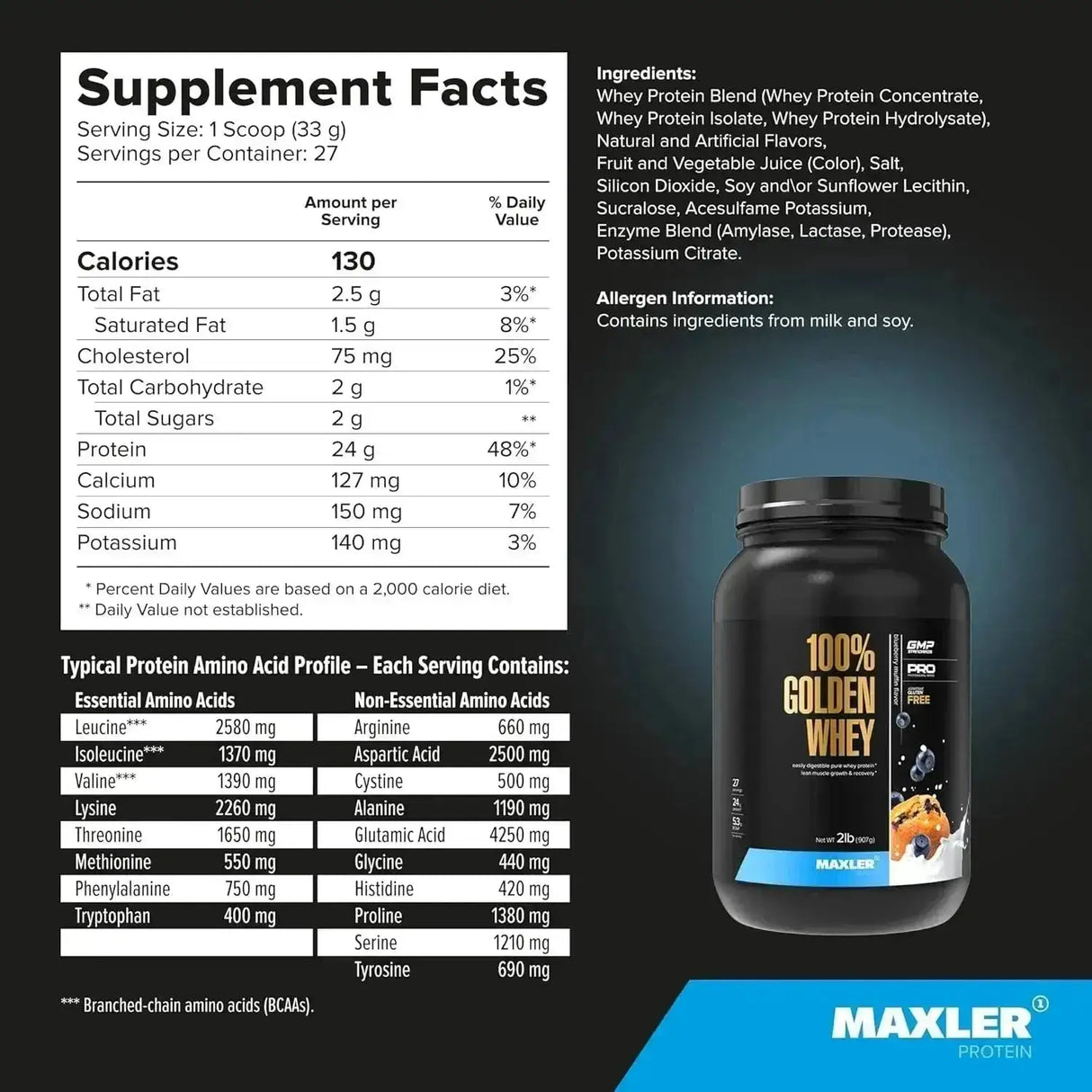 MAXLER - Maxler 100% Golden Whey Protein French Blueberry Muffin 907Gr. - The Red Vitamin MX - Suplementos Alimenticios - {{ shop.shopifyCountryName }}