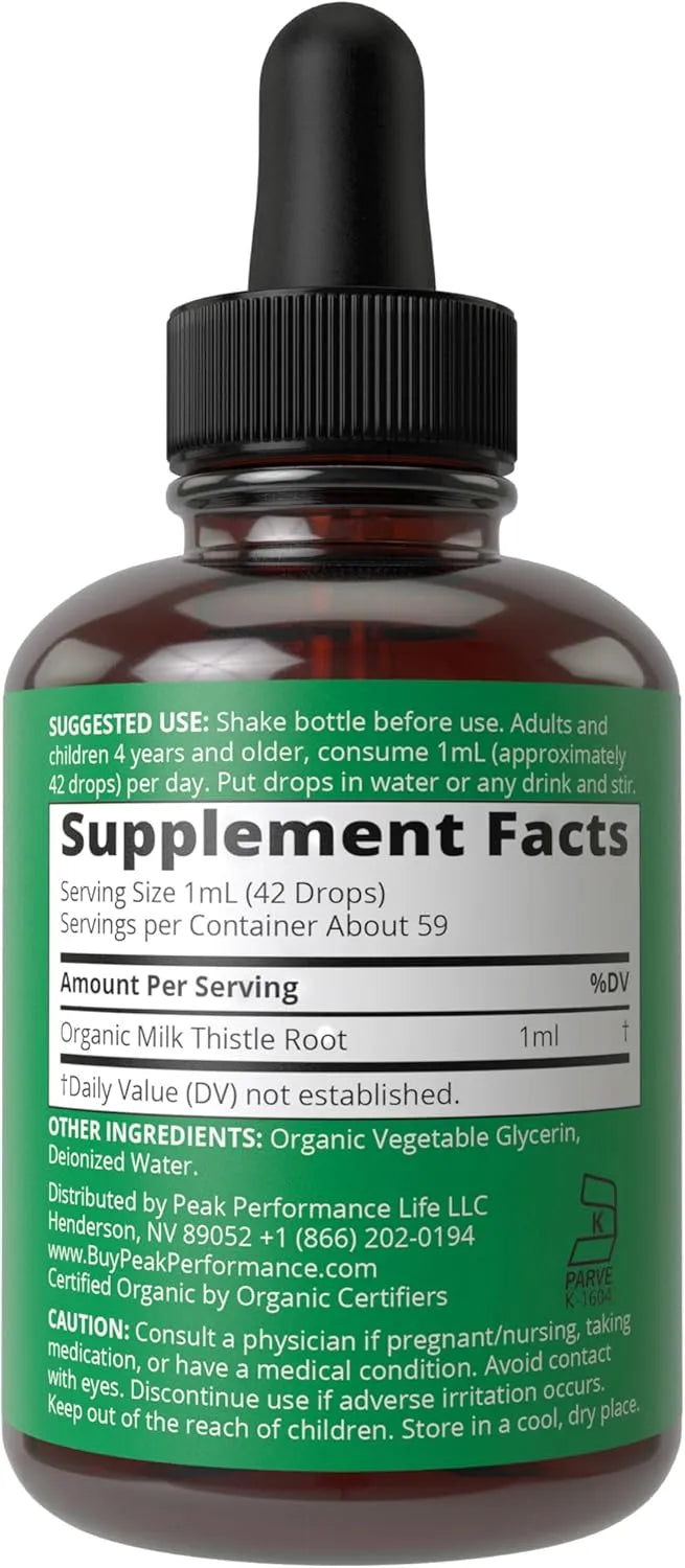 PEAK PERFORMANCE - Peak Performance USDA Organic Milk Thistle Extract Vegan Liquid Drops 2 Fl.Oz. - The Red Vitamin MX - Suplementos Alimenticios - {{ shop.shopifyCountryName }}