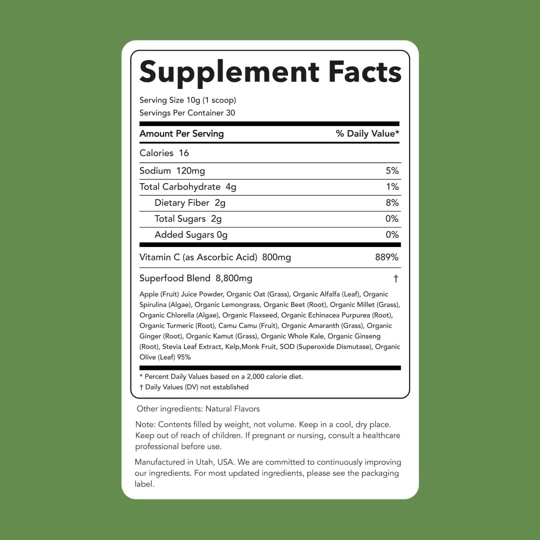 CLEAN SIMPLE EATS - Clean Simple Eats Super Greens Powder Mix 30 Servicios 330Gr. - The Red Vitamin MX - Suplementos Alimenticios - {{ shop.shopifyCountryName }}