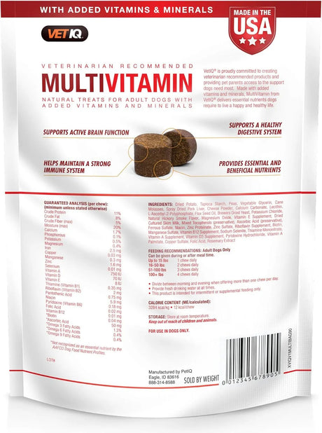 VETIQ - VetIQ Multivitamin Supplement for Dogs Hickory Smoke Flavored 90 Masticables - The Red Vitamin MX - Multivitamínicos Para Perros - {{ shop.shopifyCountryName }}