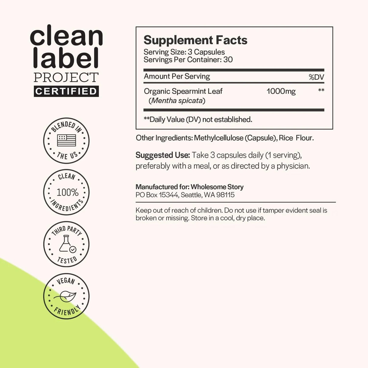 WHOLESOME STORY - Wholesome Story Organic Spearmint 1000Mg. 90 Capsulas - The Red Vitamin MX - Suplementos Alimenticios - {{ shop.shopifyCountryName }}