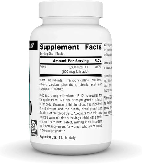 SOURCE NATURALS - Source Naturals Folic Acid 800mcg 500 Tabletas - The Red Vitamin MX - Suplementos Alimenticios - {{ shop.shopifyCountryName }}