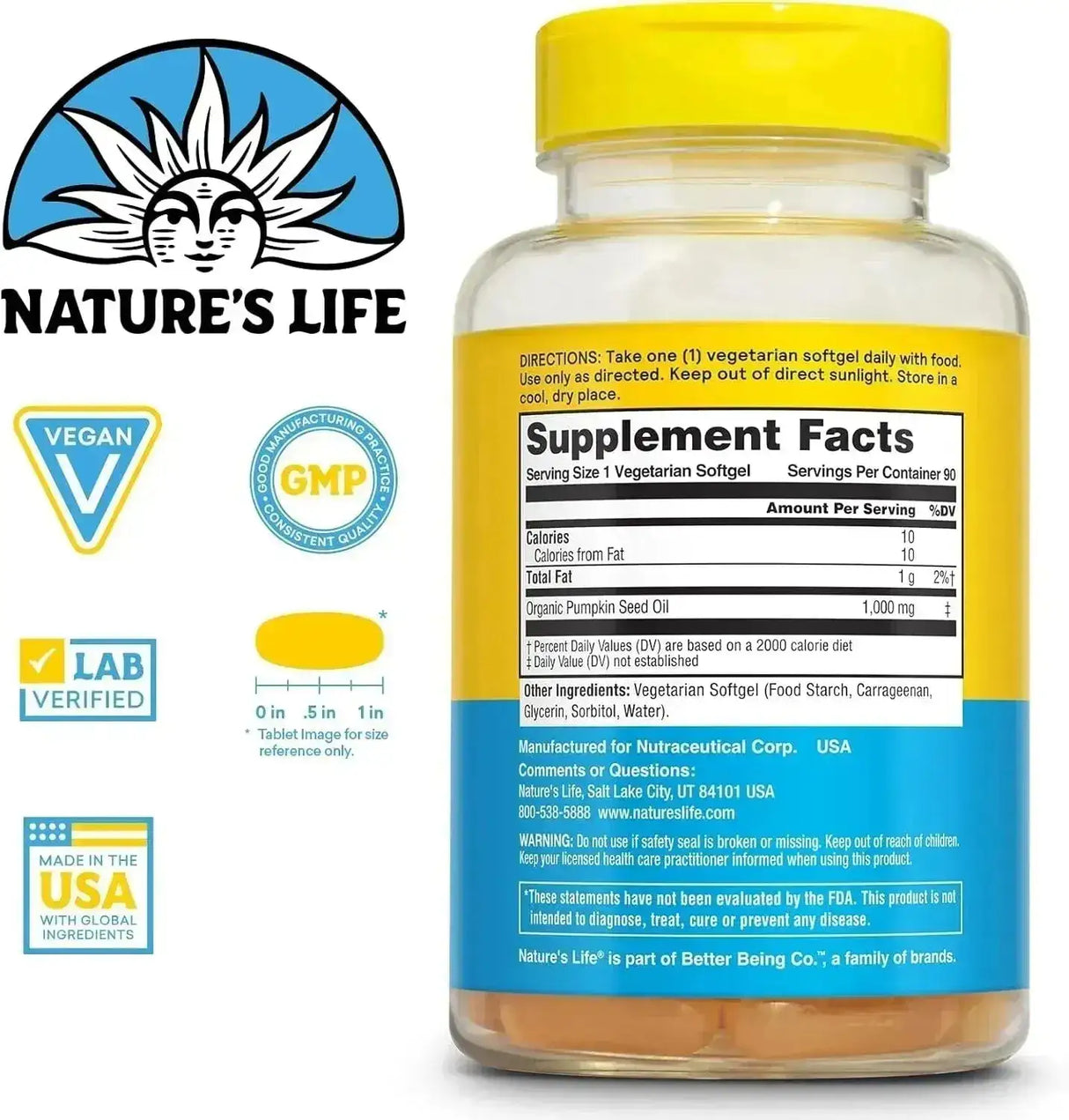 NATURE'S LIFE - Nature's Life Pumpkin Seed Oil 90 Capsulas Blandas - The Red Vitamin MX - Suplementos Alimenticios - {{ shop.shopifyCountryName }}
