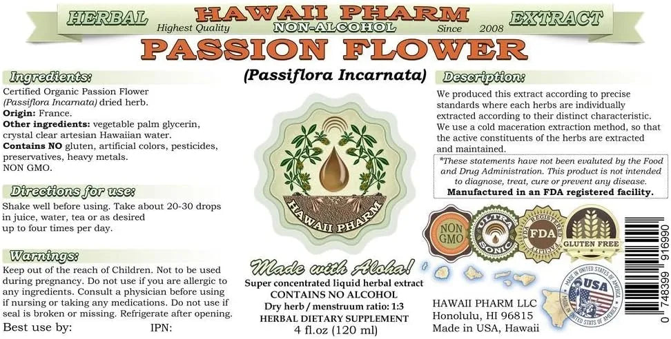HAWAIIPHARM - Hawaii Pharm Passion Flower Alcohol-Free Liquid Extract 4 Fl.Oz. - The Red Vitamin MX - Suplementos Alimenticios - {{ shop.shopifyCountryName }}