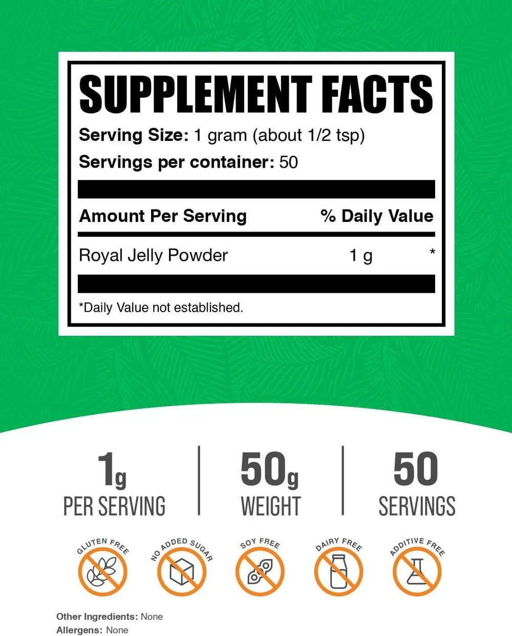 BULK SUPPLEMENTS - Bulk Supplements Royal Jelly Powder 50Gr. - The Red Vitamin MX - Suplementos Alimenticios - {{ shop.shopifyCountryName }}