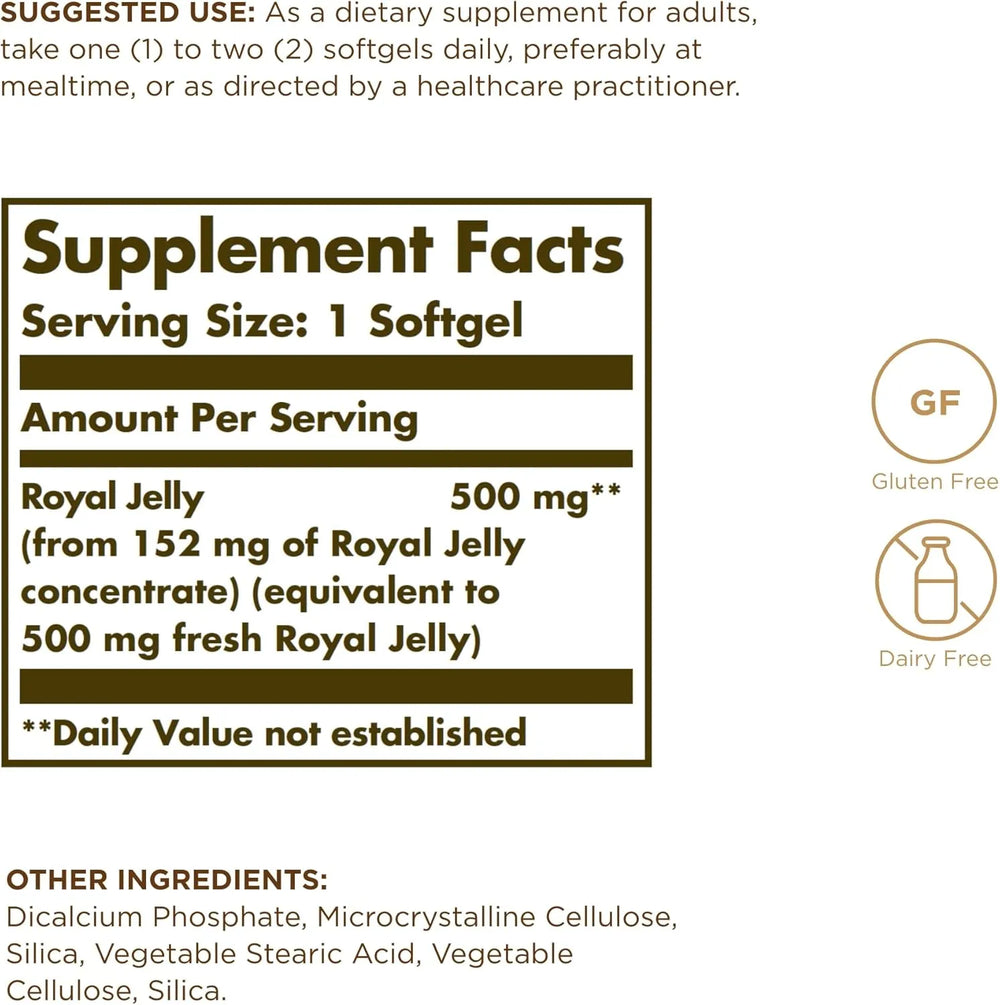 SOLGAR - Solgar Royal Jelly 500 60 Capsulas Blandas - The Red Vitamin MX - Suplementos Alimenticios - {{ shop.shopifyCountryName }}