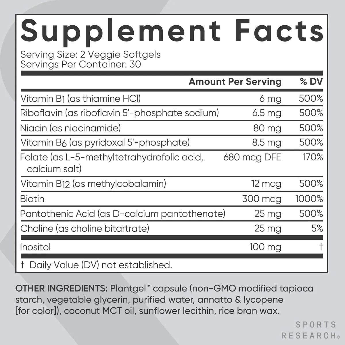 SPORTS RESEARCH - Sports Research Vitamin B-Complex 60 Capsulas Blandas - The Red Vitamin MX - Suplementos Alimenticios - {{ shop.shopifyCountryName }}