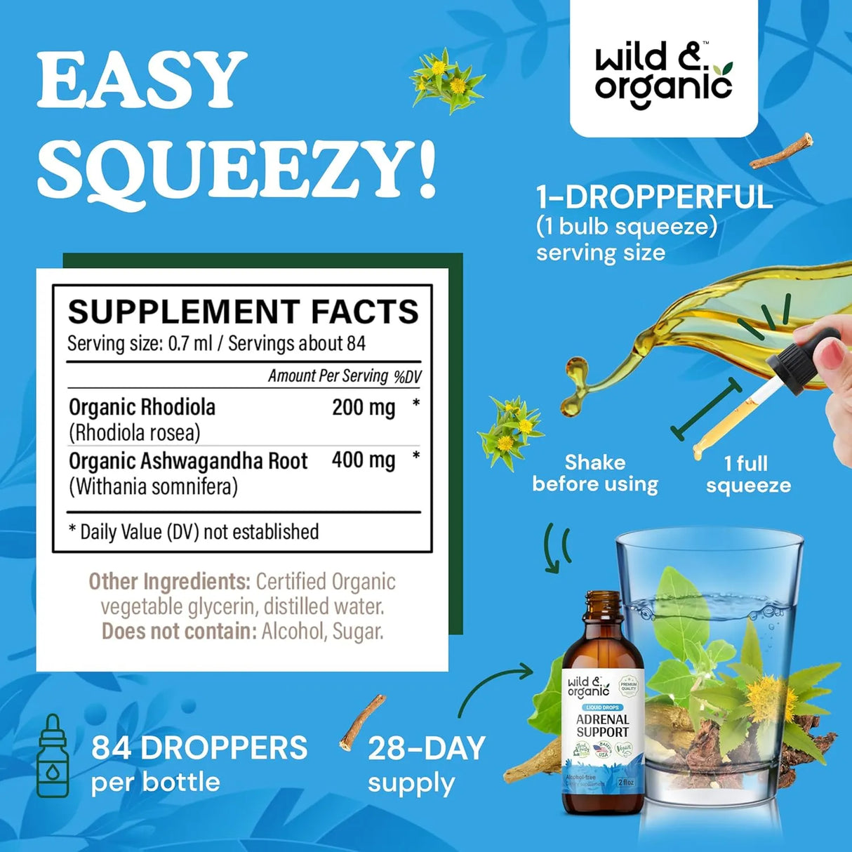 WILD & ORGANIC - Wild & Organic Adrenal Support Tincture 2 Fl.Oz. - The Red Vitamin MX - Suplementos Alimenticios - {{ shop.shopifyCountryName }}