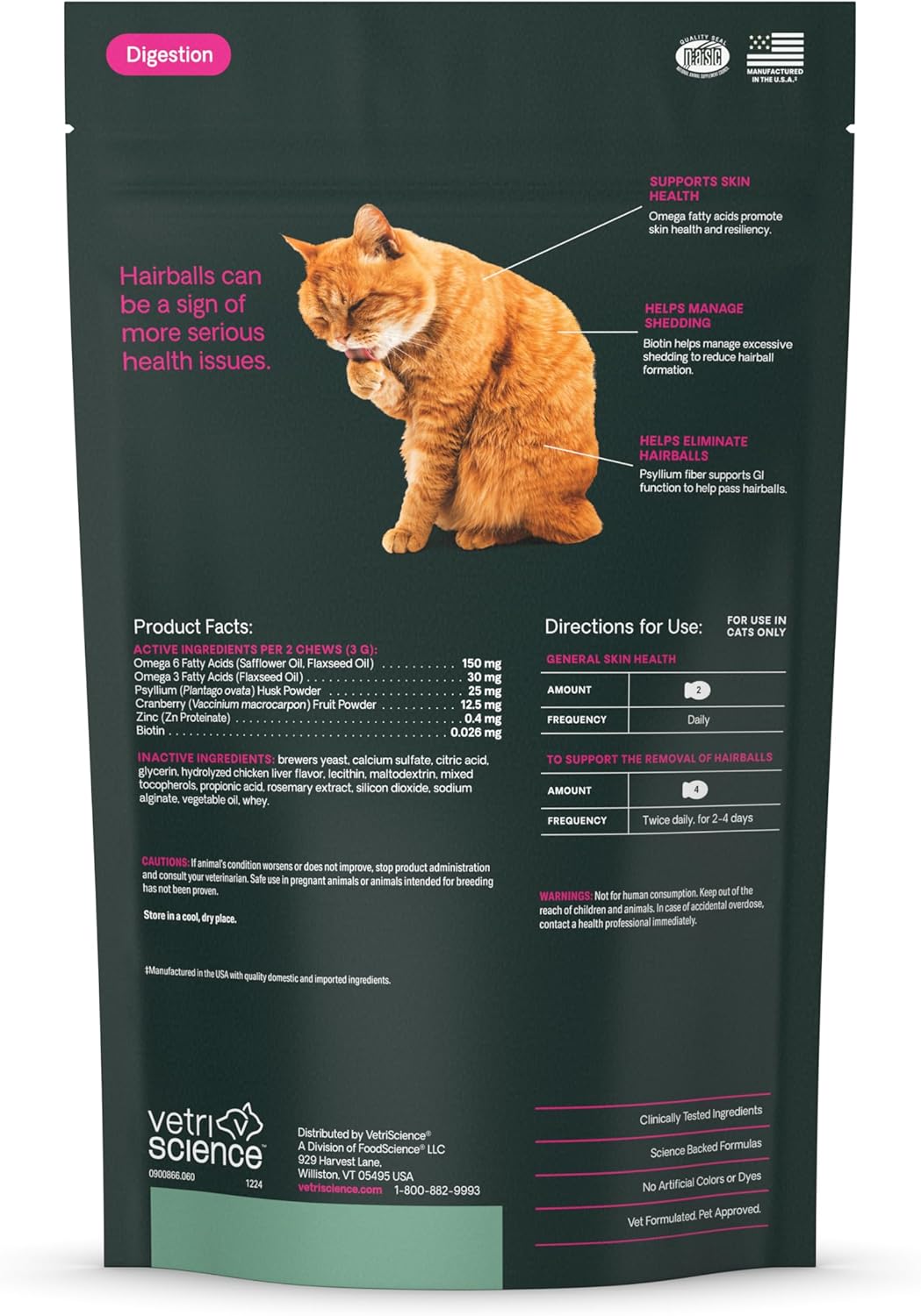 VetriScience Hairball Control Chews 60 Masticables