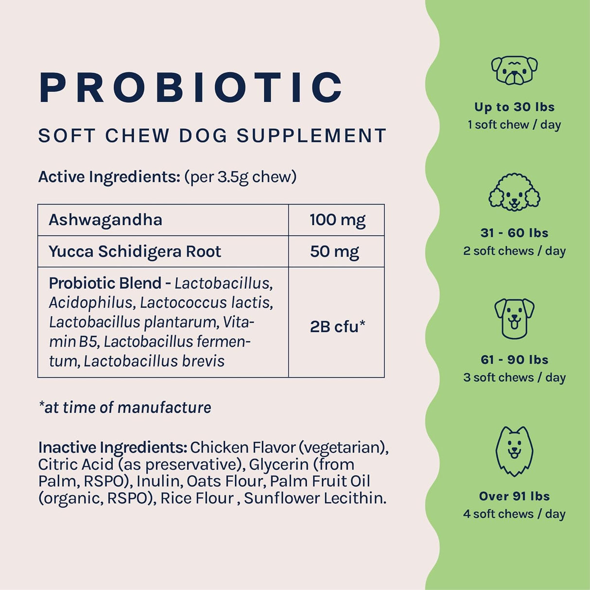 Good Trouble Pets Probiotic Supplement for Dogs Chicken Flavor 30 Masticables