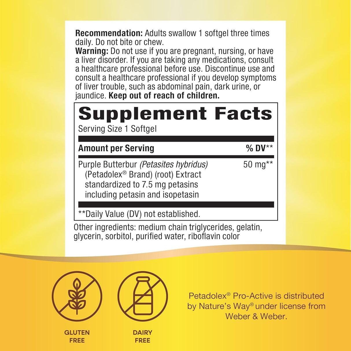 Nature's Way Petadolex Pro-Active with Patented Butterbur 60 Capsulas Blandas