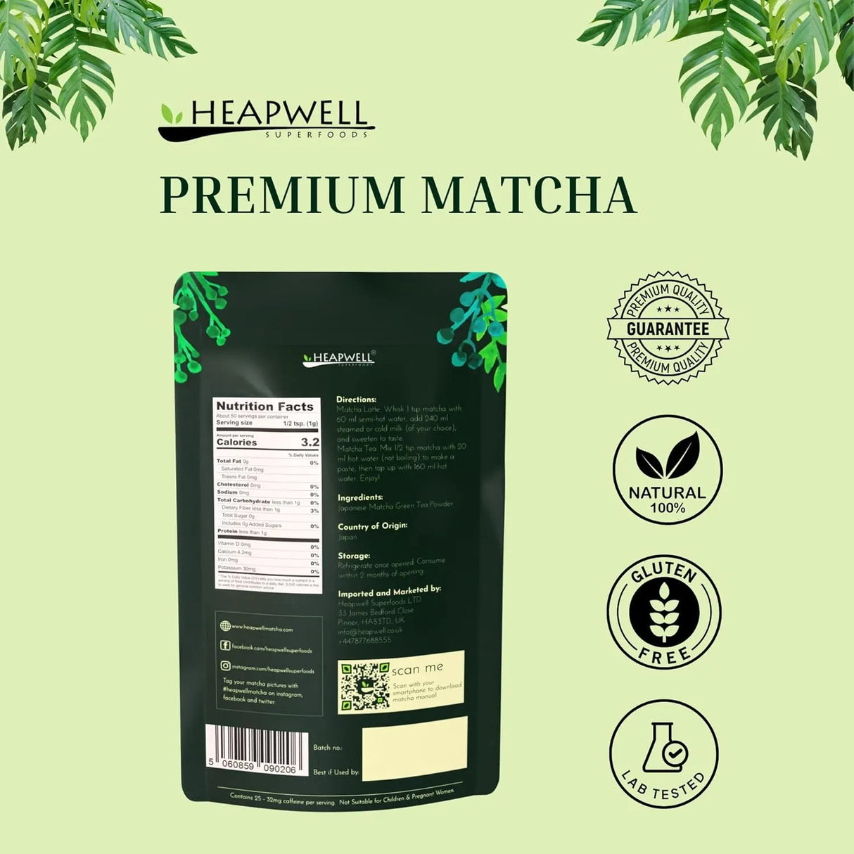 HEAPWELL - Heapwell Authentic Premium Grade Matcha Green Tea Powder 113Gr. - The Red Vitamin MX - Suplementos Alimenticios - {{ shop.shopifyCountryName }}
