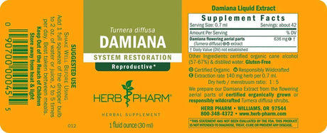 HERB PHARM - Herb Pharm Damiana Extract 1 Fl.Oz. - The Red Vitamin MX - Suplementos Alimenticios - {{ shop.shopifyCountryName }}