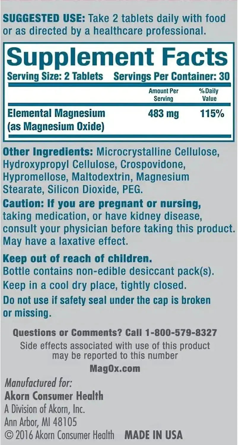 MAG-OX - Mag-Ox 400 Magnesium 60 Tabletas - The Red Vitamin MX - Suplementos Alimenticios - {{ shop.shopifyCountryName }}