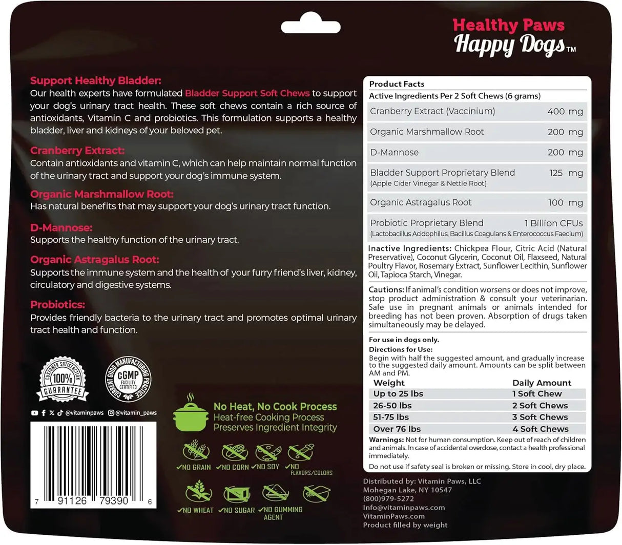 VITAMIN PAWS - Vitamin Paws Cranberry Supplement for Dogs 30 Masticables - The Red Vitamin MX - Salud De Tracto Urinario Para Perros - {{ shop.shopifyCountryName }}