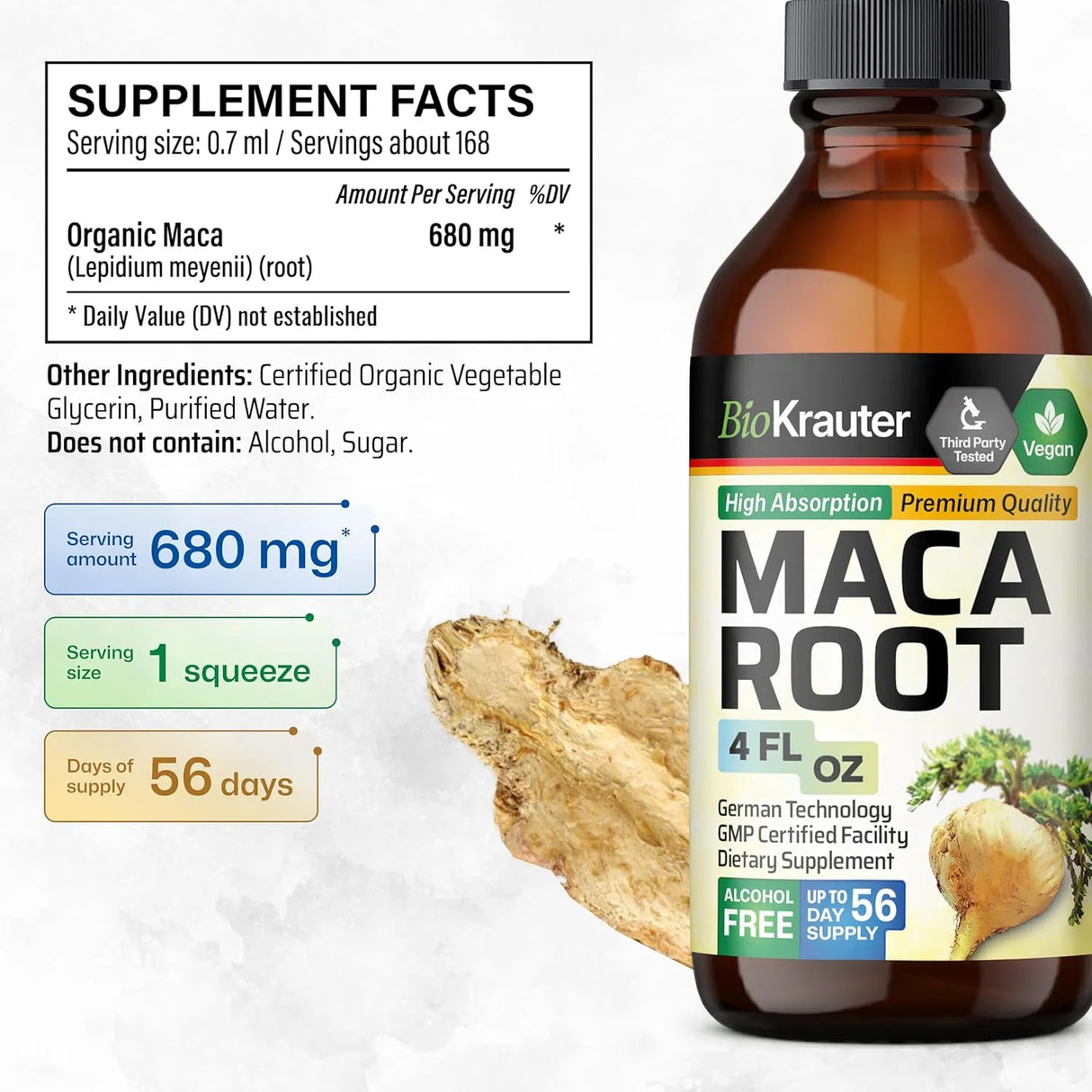 BIOKRAUTER - BIO KRAUTER Maca Root Liquid Drops 4 Fl.Oz. - The Red Vitamin MX - Suplementos Alimenticios - {{ shop.shopifyCountryName }}