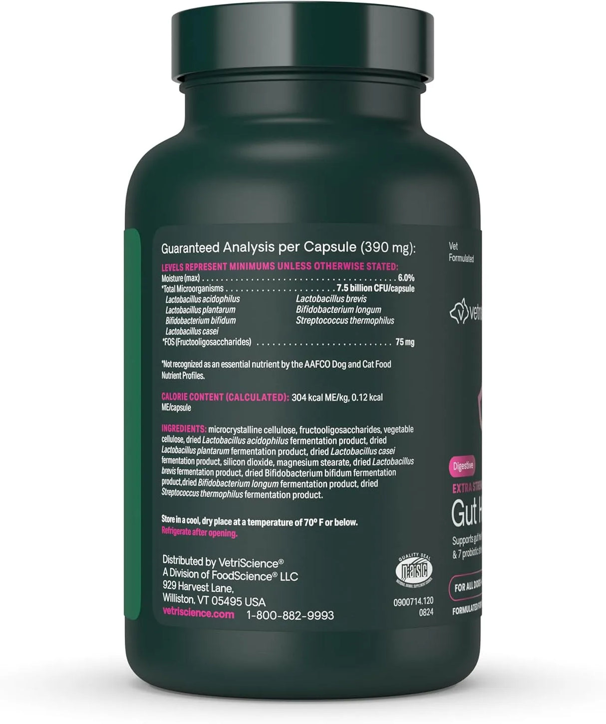 VETRISCIENCE - VetriScience Extra Strength Gut Health Probiotic & Prebiotic 120 Capsulas - The Red Vitamin MX - Probióticos Para Perros - {{ shop.shopifyCountryName }}