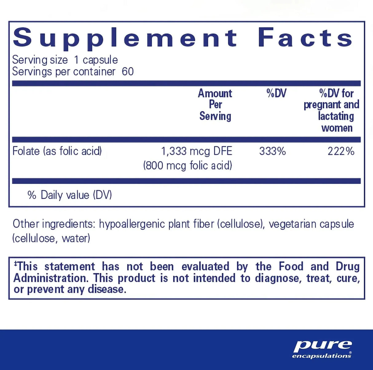 PURE ENCAPSULATIONS - Pure Encapsulations Folic Acid 60 Capsulas - The Red Vitamin MX - Suplementos Alimenticios - {{ shop.shopifyCountryName }}