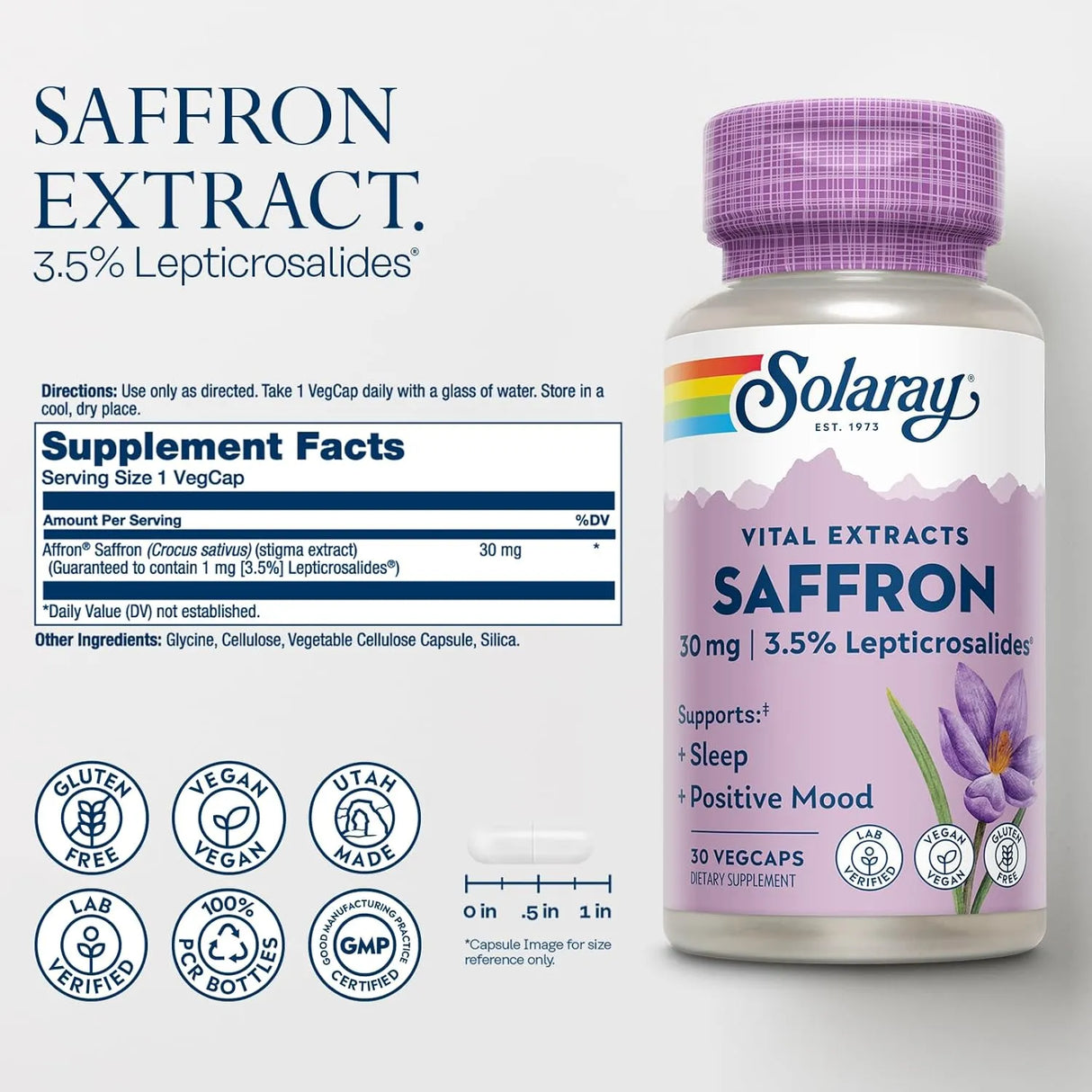 SOLARAY - SOLARAY Saffron Extract 30Mg. 30 Capsulas - The Red Vitamin MX - Suplementos Alimenticios - {{ shop.shopifyCountryName }}