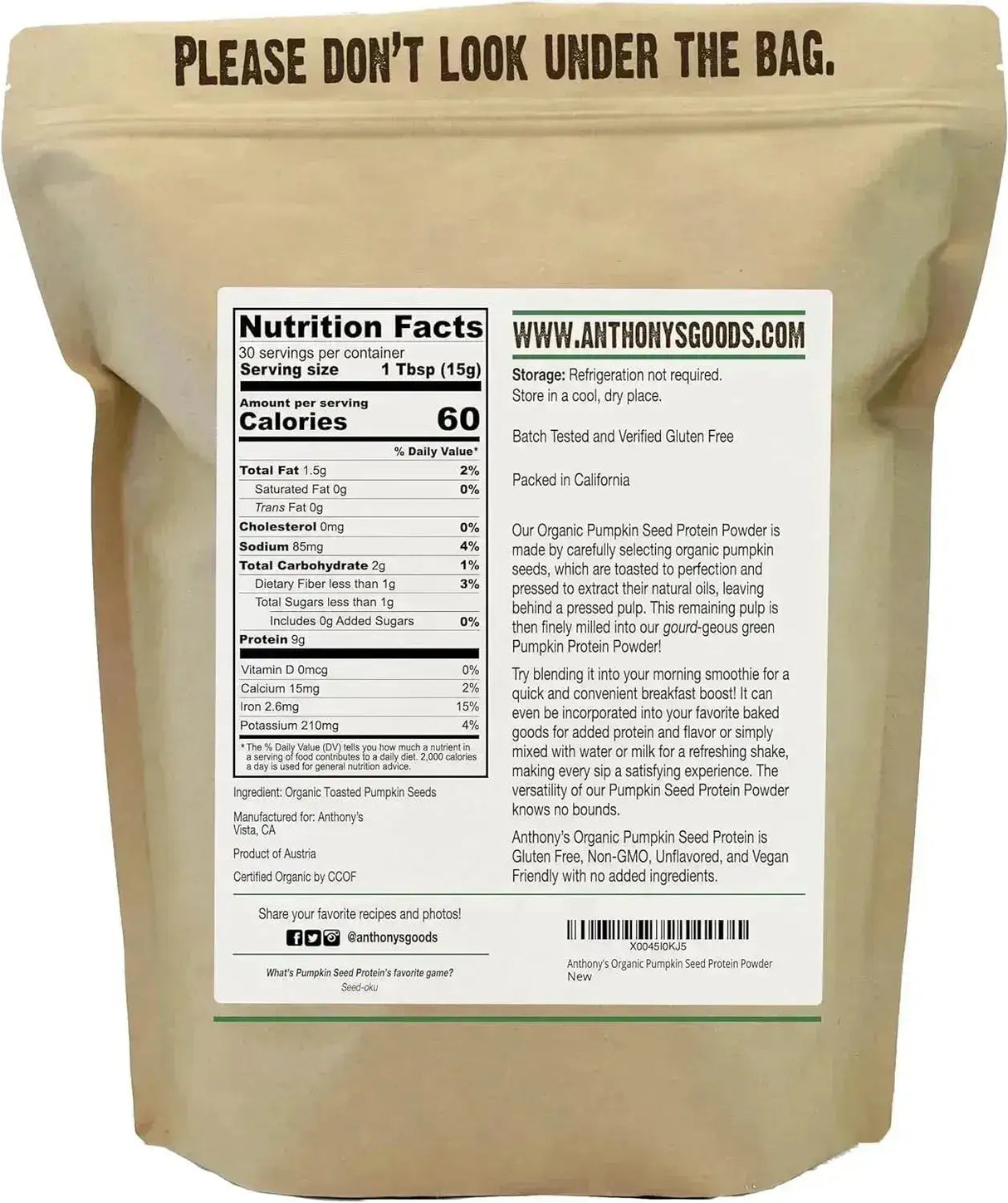 ANTHONY´S - Anthony's Organic Pumpkin Seed Protein Powder 454Gr. - The Red Vitamin MX - Suplementos Alimenticios - {{ shop.shopifyCountryName }}