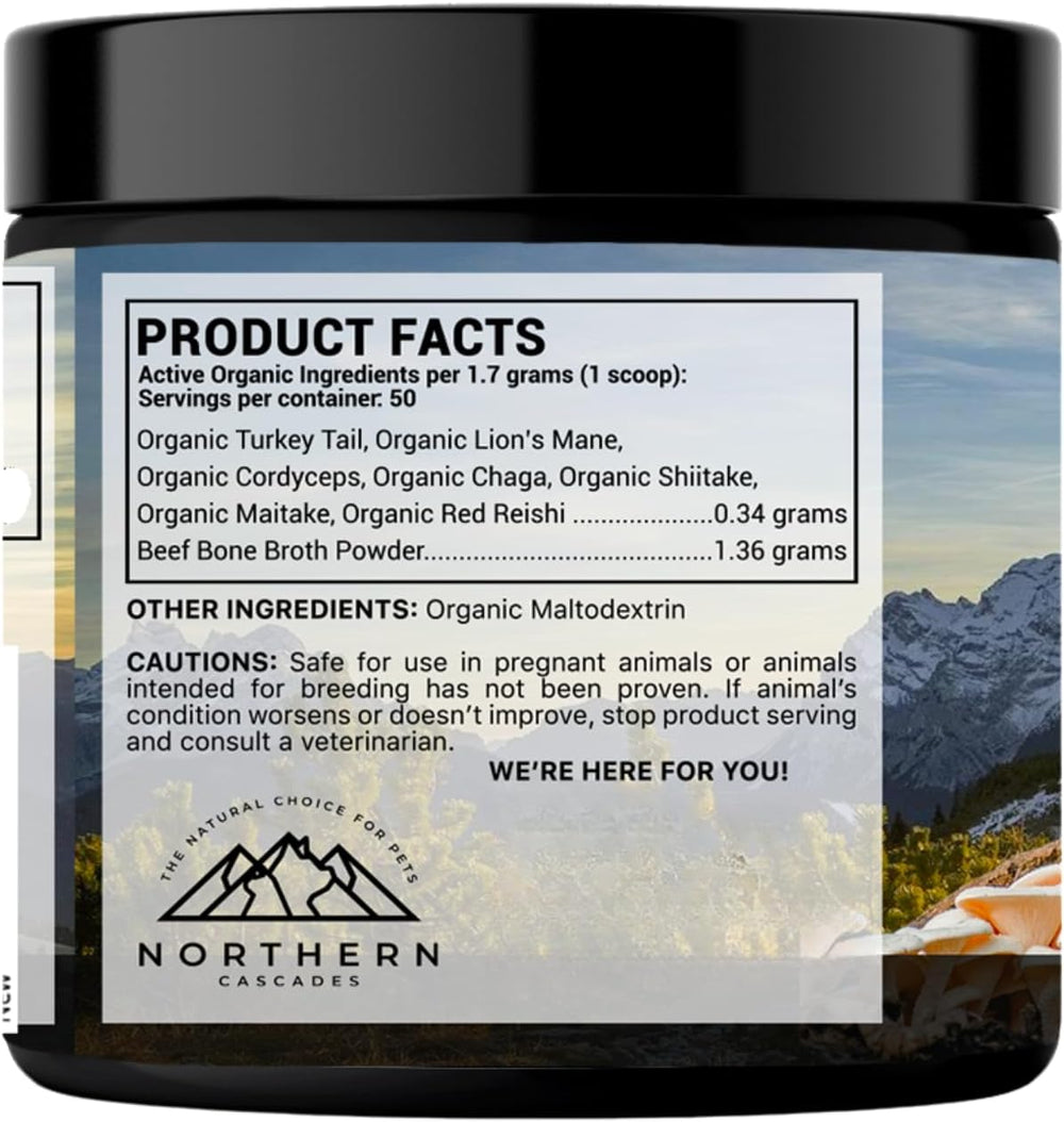NORTHERN CASCADES - Northern Cascades Bone Broth for Dogs with Medicinal Mushrooms 60 Servicios 85Gr. - The Red Vitamin MX - Suplementos Herbales Para Perros - {{ shop.shopifyCountryName }}
