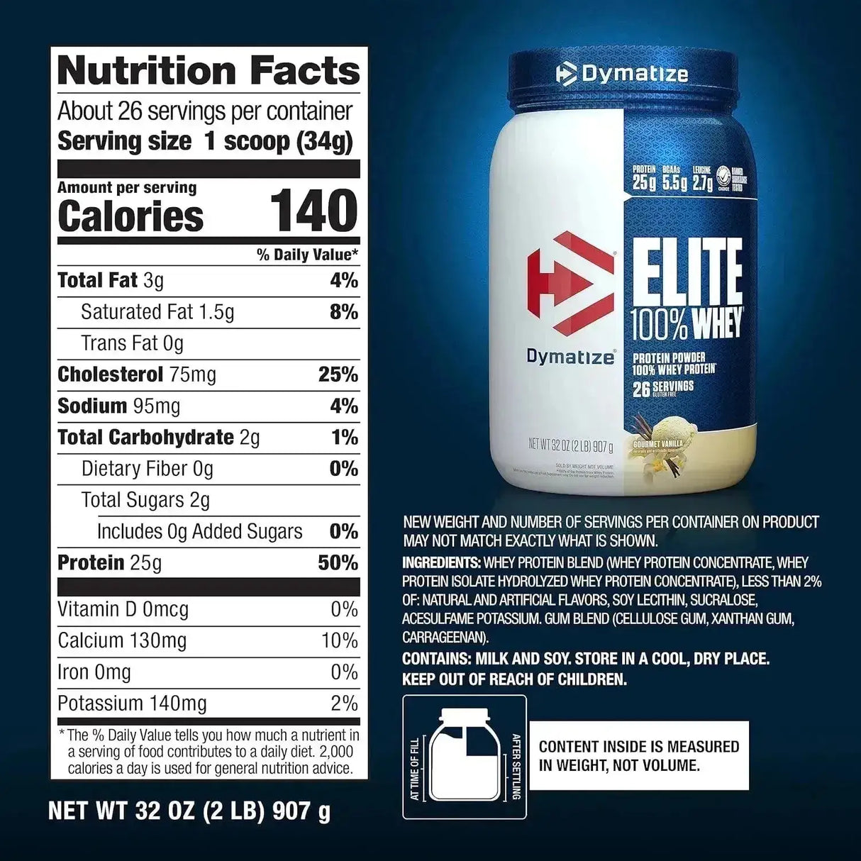 DYMATIZE - Dymatize Elite 100% Whey Protein Powder Gourmet Vanilla 907Gr. - The Red Vitamin MX - Suplementos Alimenticios - {{ shop.shopifyCountryName }}