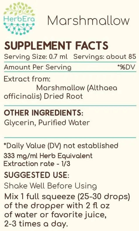 HERBERA - HerbEra Marshmallow B60 Alcohol-Free Herbal Extract Tincture 2 Fl.Oz. - The Red Vitamin MX - Suplementos Alimenticios - {{ shop.shopifyCountryName }}