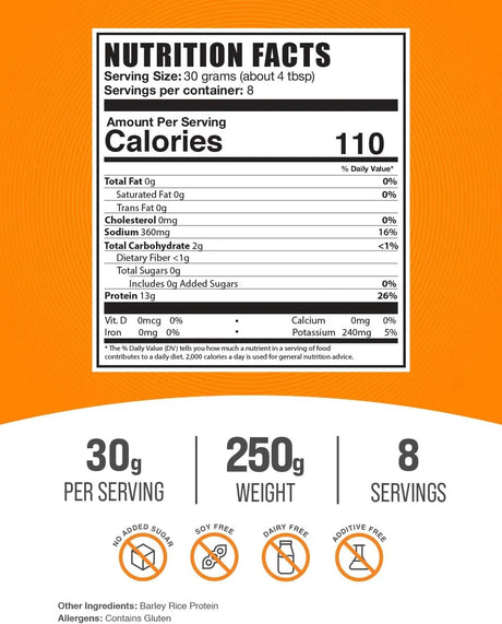 BULK SUPPLEMENTS - Bulk Supplements Barley Rice Protein Powder 250Gr. - The Red Vitamin MX - Suplementos Alimenticios - {{ shop.shopifyCountryName }}