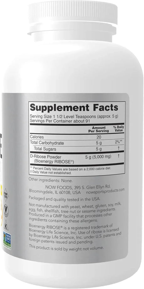 NOW SPORTS - NOW Sports Nutrition D-Ribose Powder 454Gr. - The Red Vitamin MX - Suplementos Alimenticios - {{ shop.shopifyCountryName }}