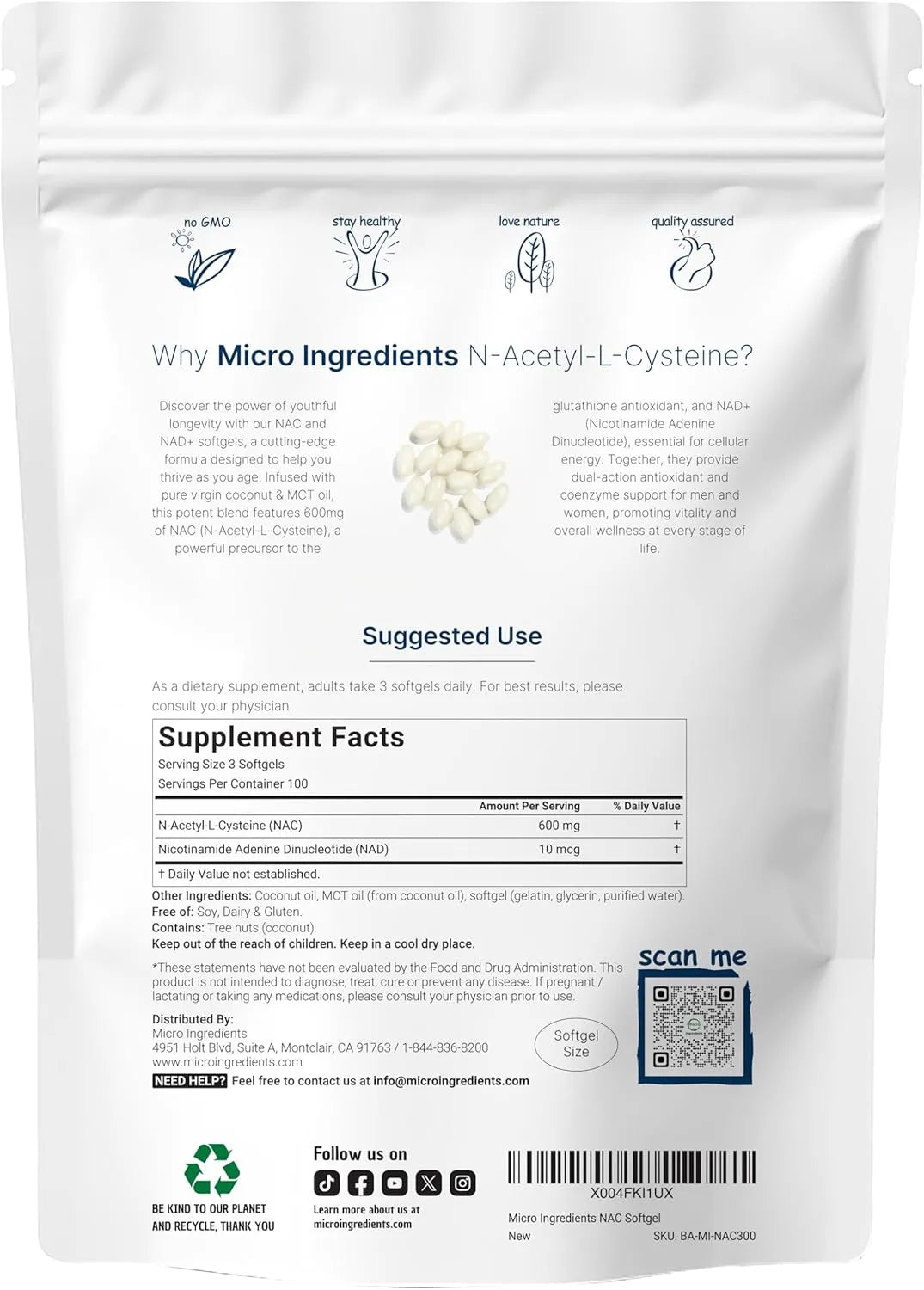 MICRO INGREDIENTS - Micro Ingredients NAC 600Mg. with NAD+ 300 Capsulas Blandas - The Red Vitamin MX - Suplementos Alimenticios - {{ shop.shopifyCountryName }}