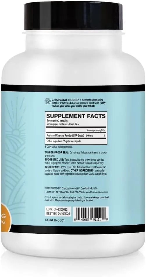 CHARCOAL HOUSE - Charcoal House Activated Charcoal 125 Capsulas - The Red Vitamin MX - Suplementos Alimenticios - {{ shop.shopifyCountryName }}