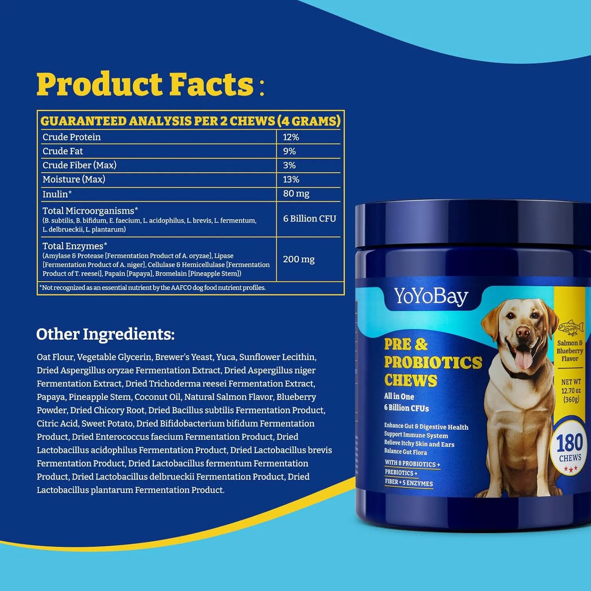 YOYOBAY - YoYoBay Probiotics for Dogs Salmon & Blueberry Flavor 180 Masticables - The Red Vitamin MX - Probióticos Para Perros - {{ shop.shopifyCountryName }}