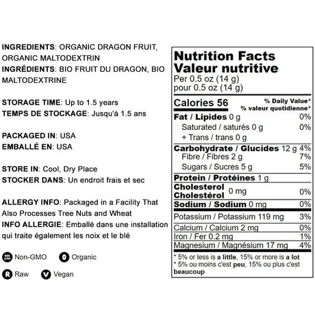 FOOD TO LIVE - Food to Live Organic Dragon Fruit Powder 1.5 Pounds - The Red Vitamin MX - Suplementos Alimenticios - {{ shop.shopifyCountryName }}