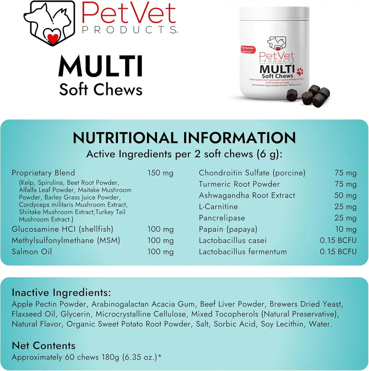 PET VET - Pet Vet Multi Soft Chews for Dogs 60 Masticables - The Red Vitamin MX - Multivitamínicos Para Perros - {{ shop.shopifyCountryName }}