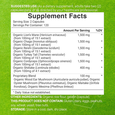 DEAL SUPPLEMENT - DEAL SUPPLEMENT Organic 10-in-1 Mushroom Defense Formula 240 Capsulas - The Red Vitamin MX - Suplementos Alimenticios - {{ shop.shopifyCountryName }}