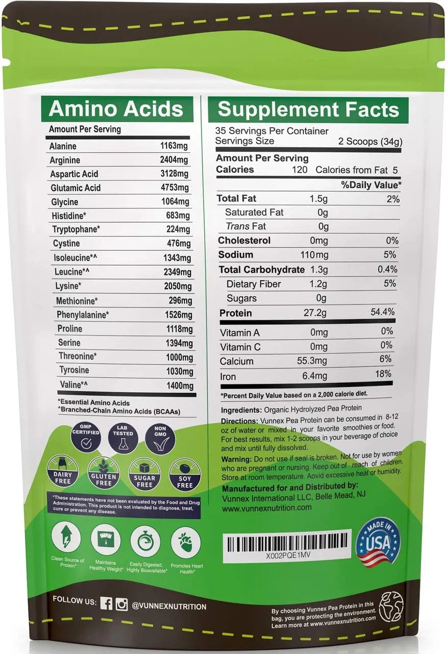 VUNNEX - VUNNEX Pea Protein Powder 1,190Gr. - The Red Vitamin MX - Suplementos Alimenticios - {{ shop.shopifyCountryName }}