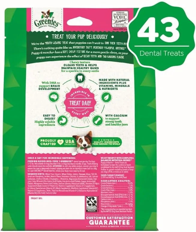 GREENIES - Greenies Puppy Teenie Size Natural Dental Dog Treats 43 Piezas - The Red Vitamin MX - Cuidado Dental Para Perros - {{ shop.shopifyCountryName }}