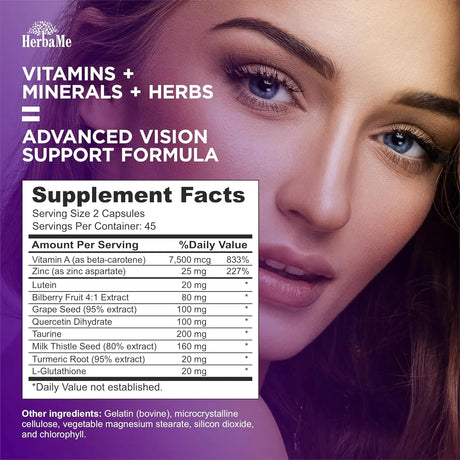 HERBAME - HerbaMe Eye Vitamins with Lutein 90 Capsulas - The Red Vitamin MX - Suplementos Alimenticios - {{ shop.shopifyCountryName }}