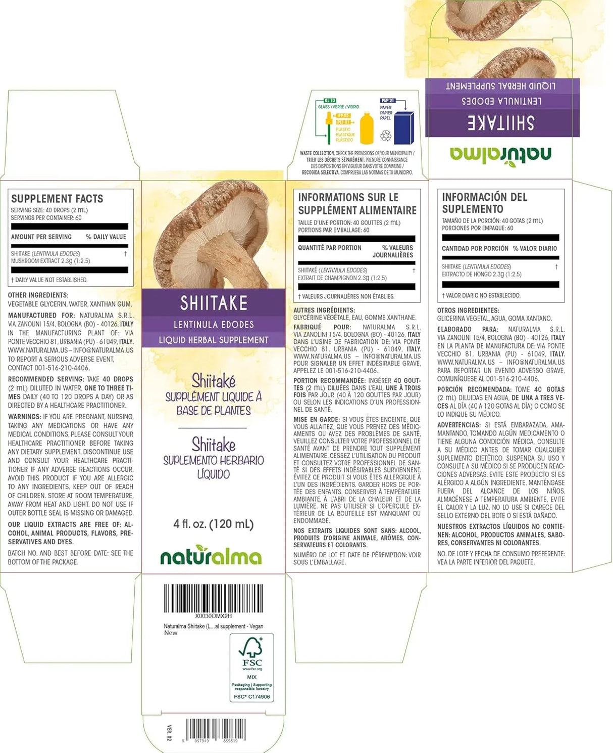 NATURALMA - Naturalma Shiitake Alcohol-Free Tincture 4 Fl.Oz. - The Red Vitamin MX - Suplementos Alimenticios - {{ shop.shopifyCountryName }}