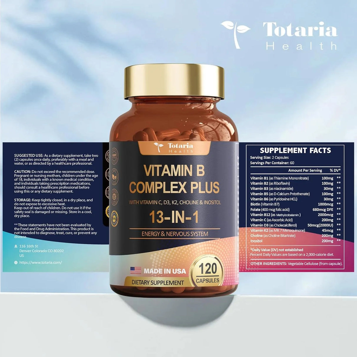 TOTARIA - Totaria 13-in-1 Vitamin B Complex Plus 120 Capsulas - The Red Vitamin MX - Suplementos Alimenticios - {{ shop.shopifyCountryName }}