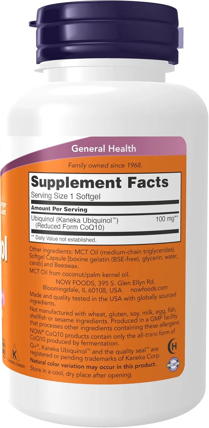 NOW SUPPLEMENTS - NOW Supplements Ubiquinol 100Mg. 120 Capsulas Blandas - The Red Vitamin MX - Suplementos Alimenticios - {{ shop.shopifyCountryName }}