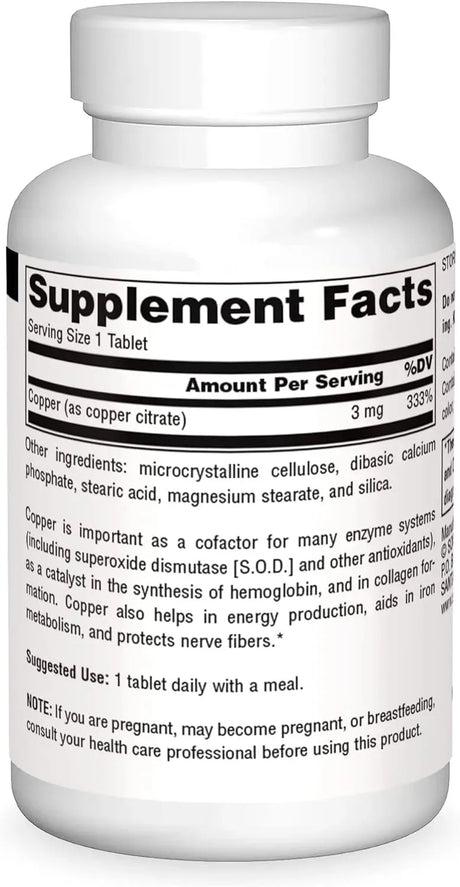 SOURCE NATURALS - Source Naurals Copper 3Mg. 120 Tabletas - The Red Vitamin MX - Suplementos Alimenticios - {{ shop.shopifyCountryName }}