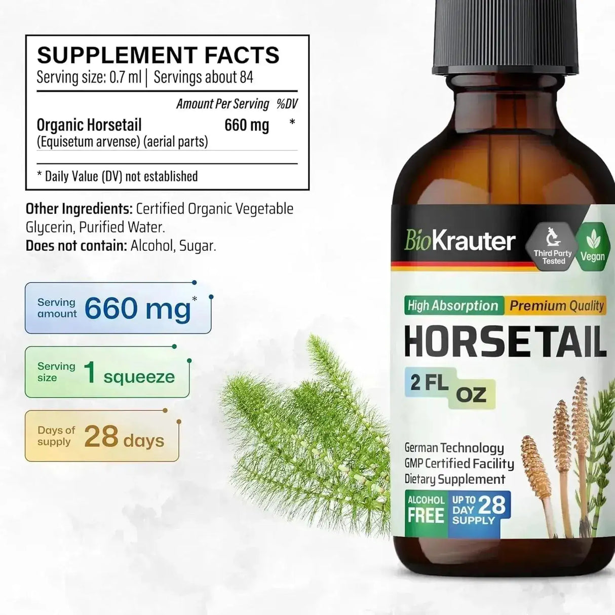 BIOKRAUTER - BIO KRAUTER Horsetail Tincture 2 Fl.Oz. - The Red Vitamin MX - Suplementos Alimenticios - {{ shop.shopifyCountryName }}