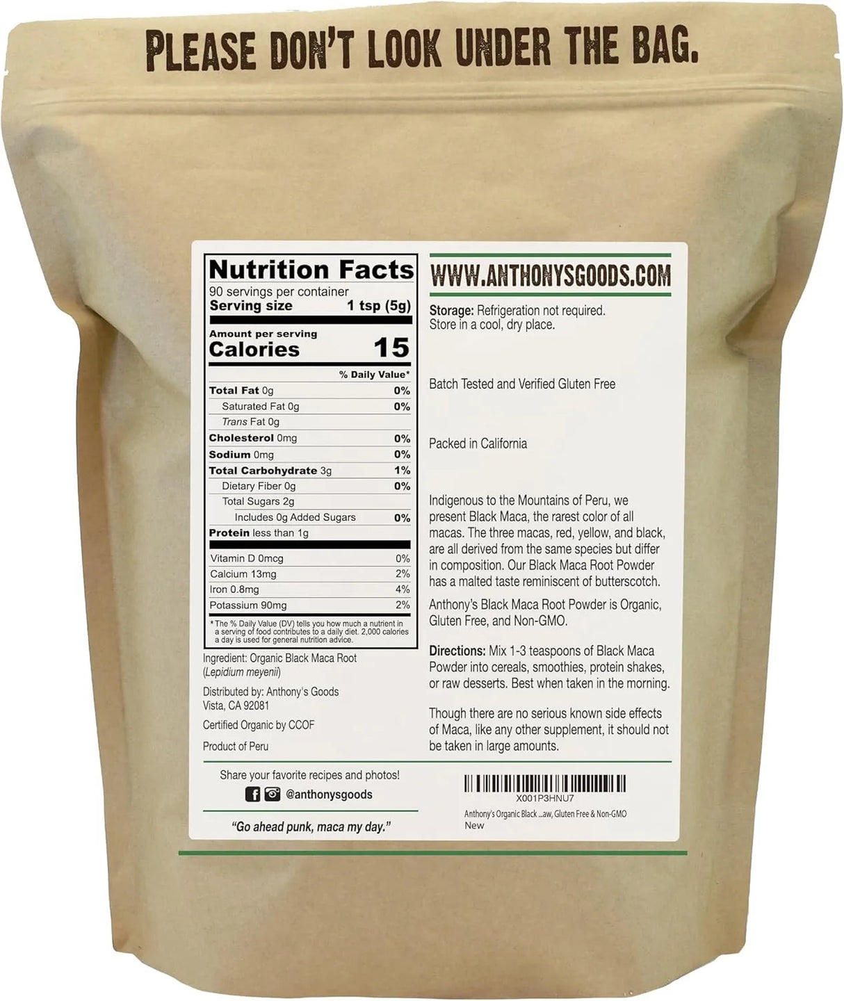 ANTHONY´S - Anthony's Organic Black Maca Powder 454Gr. - The Red Vitamin MX - Suplementos Alimenticios - {{ shop.shopifyCountryName }}