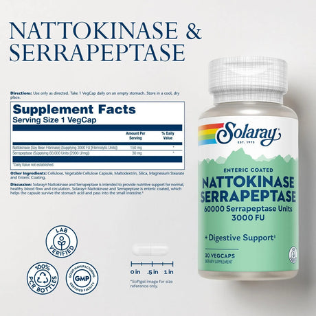 SOLARAY - SOLARAY Nattokinase Serrapeptase 3000 FU 30 Capsulas - The Red Vitamin MX - Suplementos Alimenticios - {{ shop.shopifyCountryName }}